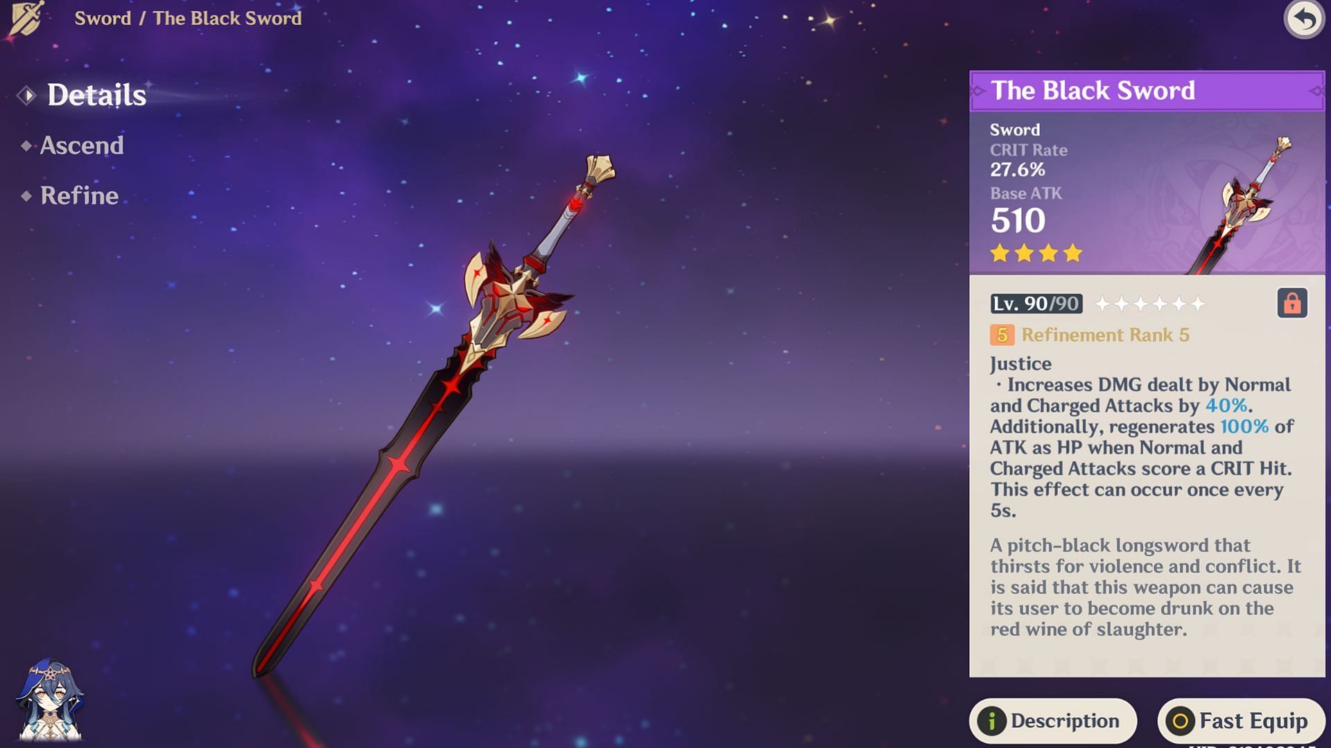 4-star Sword The Black Sword (Image via Sportskeeda Gaming/HoYoverse)